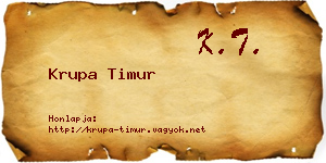 Krupa Timur névjegykártya
